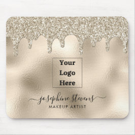 Mousepad Seu logotipo aqui Folha de champanhe e gotas de br