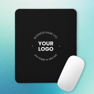 Mousepad Seu logotipo comercial & texto editável   Preto & 