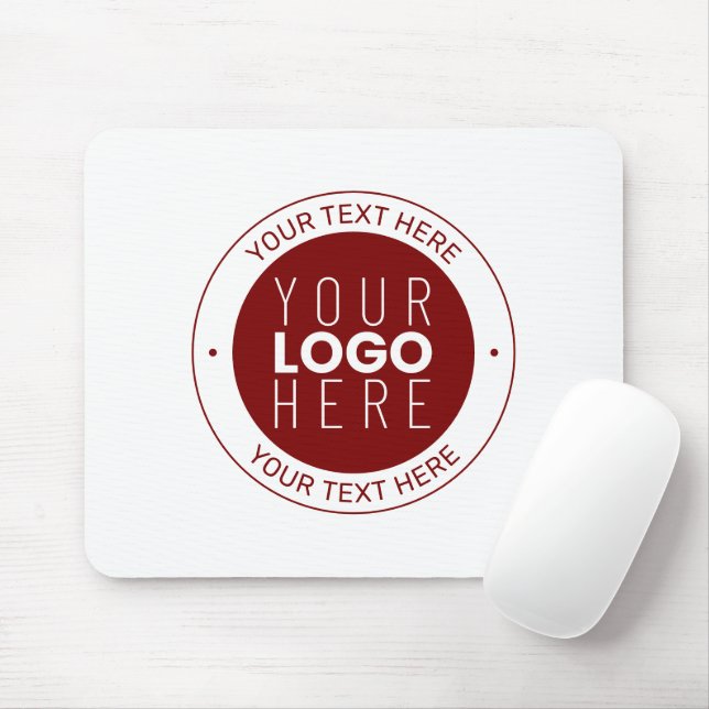 Mousepad Seu Logotipo e Texto Personalizável | Vermelho Esc (Com mouse)