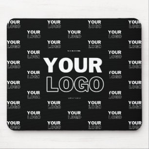 Mousepad Seu Logotipo & Fundo Logotipo Repetitivo   Preto