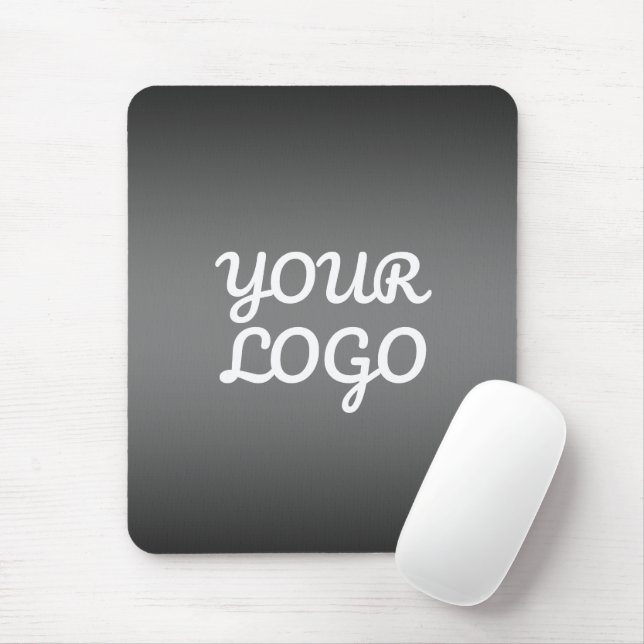 Mousepad Seu logotipo & Moderno Ombre Simples | Cinza Escur (Com mouse)
