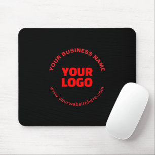 Mousepad Seu Logotipo & Texto Circular Editável, Vermelho o