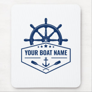 Mousepad Seu Nome De Barco Náutico Âncora Oars Helm Wheel
