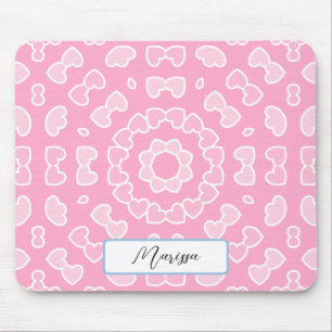 Mousepad Seu nome - Padrão de Corações Rosa