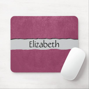 Mousepad Seu Nome - Textura De Couro, Couro Tingido - Rosa
