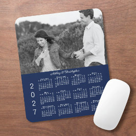 Mousepad Seus Nomes de Foto Calendário Azul Marinho 2027