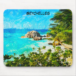 Mousepad Seychelles Pintura Tropical a Óleo – Ilha Vibrante
