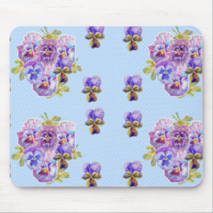 Mousepad Shabby Blue Pansy - Placa de Mouse Flórida para Co