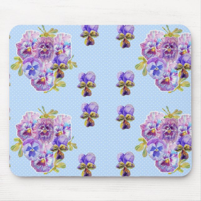 Mousepad Shabby Blue Pansy - Placa de Mouse Flórida para Co (Frente)