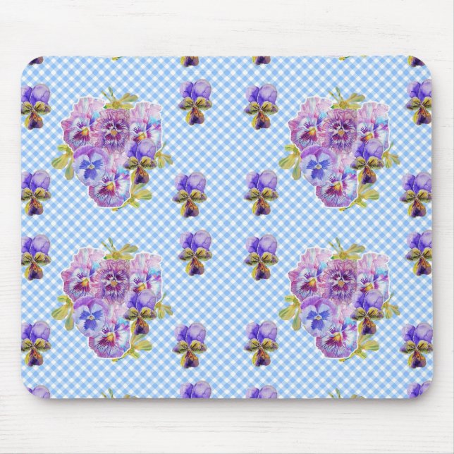 Mousepad Shabby Blue Pansy - Placa de Mouse Flórida para Co (Frente)