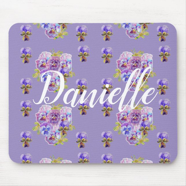 Mousepad Shabby Purple Pansy Pansy - Placa de Mato de Mouse (Frente)