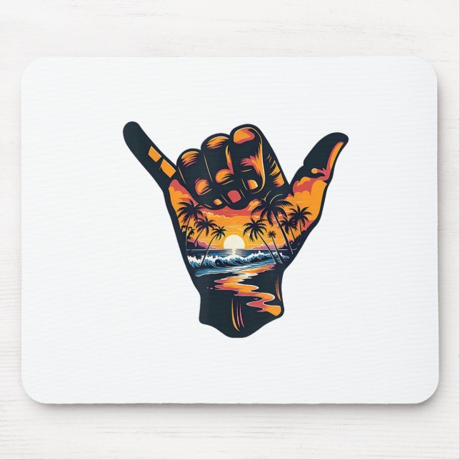 Mousepad Shaka - Sinal de Mão - Férias de Verão no Surf de  (Frente)