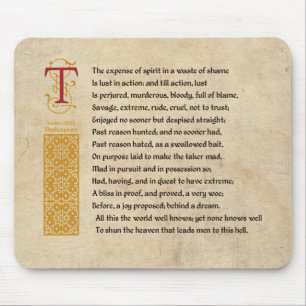 Mousepad Shakespeare Sonnet 129 (CXXIX) em Pergaminho