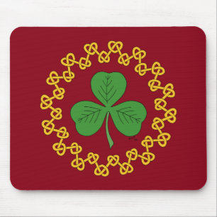 Mousepad Shamrock and Knotwork on Red