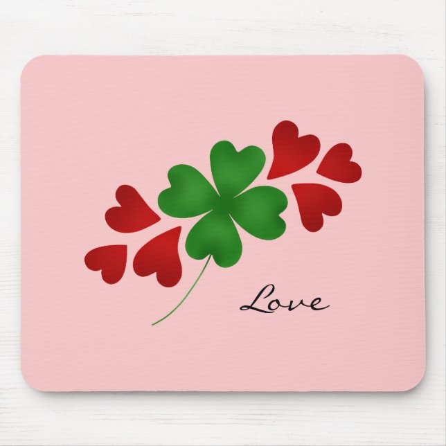 Mousepad Shamrock e corações a rosa (Frente)