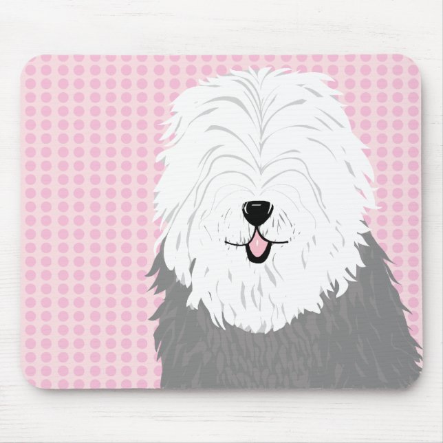 Mousepad Sheepdog inglês velho (com olhos cobertos) (Frente)
