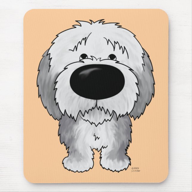 Mousepad Sheepdogs ingleses velhos - nariz e bumbum grandes (Frente)
