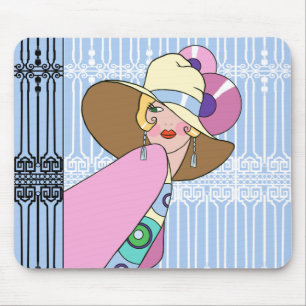 Mousepad Shelby, senhora dos anos 30 no azul e no rosa