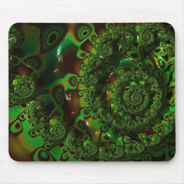 Mousepad Shell de Arte Fractal Verde (Frente)