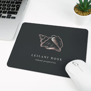 Mousepad Shell de Conch Dourado Elegante Rosa