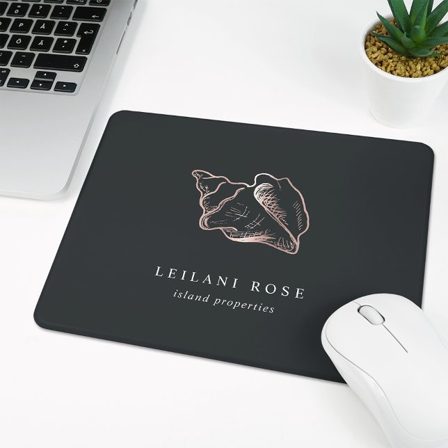 Mousepad Shell de Conch Dourado Elegante Rosa (Criador carregado)