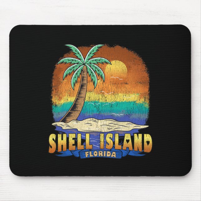 Mousepad Shell Island Flórida Vintage angustiou Souvenir (Frente)