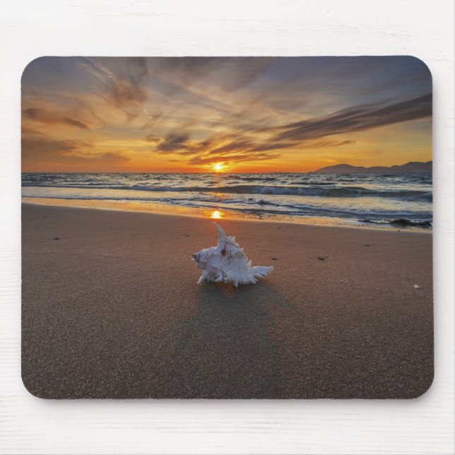 Mousepad Shell na praia na ilha do por do sol | Kos (Frente)