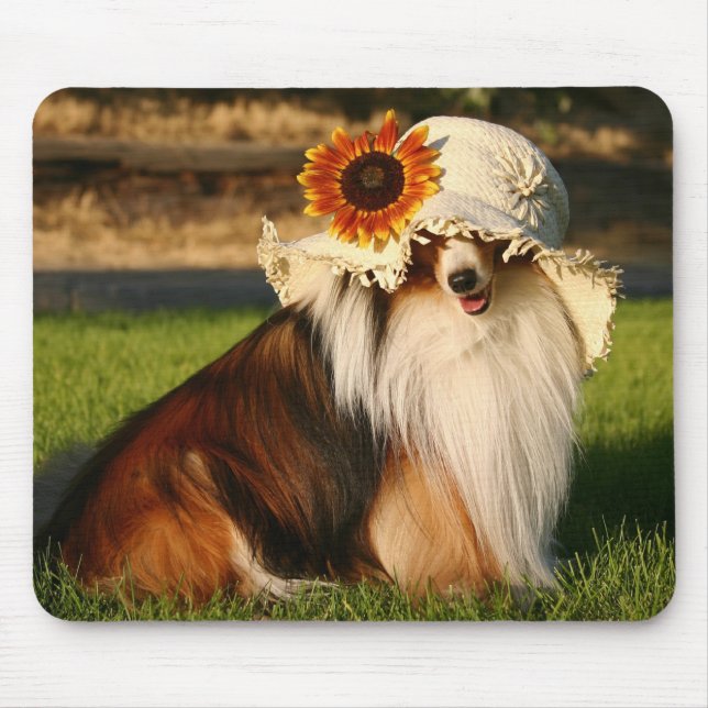 Mousepad Sheltie com chapéu (Frente)