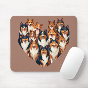 Mousepad Sheltie Heart Illustration Cute Shetland Sheepdog