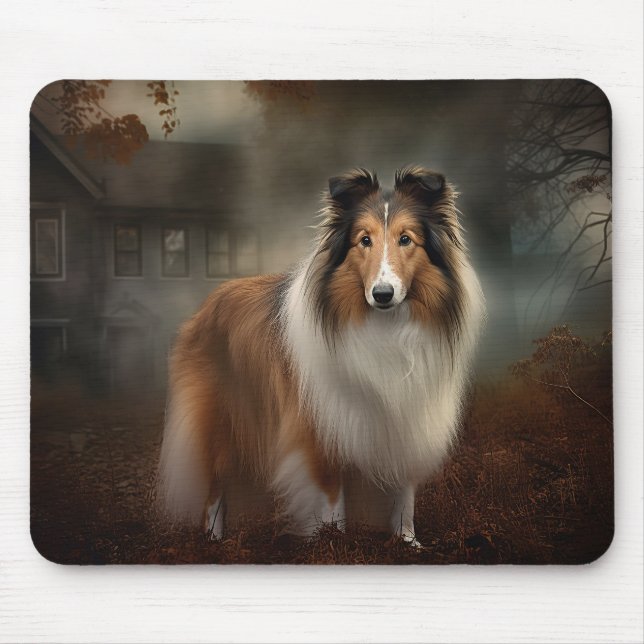 Mousepad Shetland Sheepdog Halloween Scary (Frente)