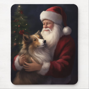 Mousepad Shetland Sheepdog Papai Noel Natal Festivo