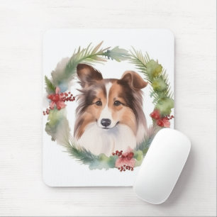 Mousepad Shetland Sheepdog Wreath Festivo Pup