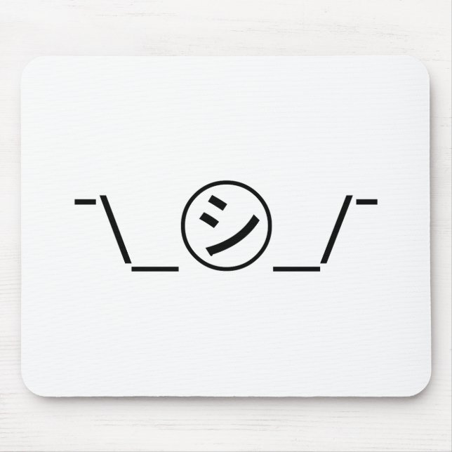 Mousepad Shi Kana Shrug Emoticon ¯\_ ㋛_/ movimento Japonês  (Frente)