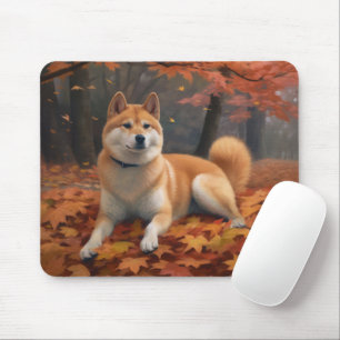 Mousepad Shib Inu no outono deixa cair inspiração
