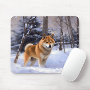 Mousepad Shiba Inu Deixe-o nevar no Natal