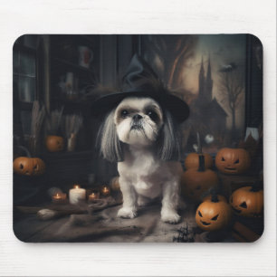 Mousepad Shih Tzu Abóboras Halloween Assustador