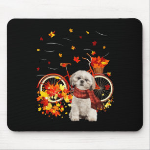 Mousepad Shih Tzu Bike Autumn Dog Folha Queda Todos Y