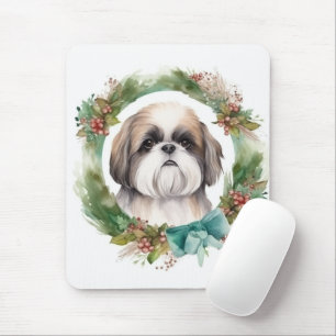 Mousepad Shih Tzu Christmas Wreath Festivo Pup