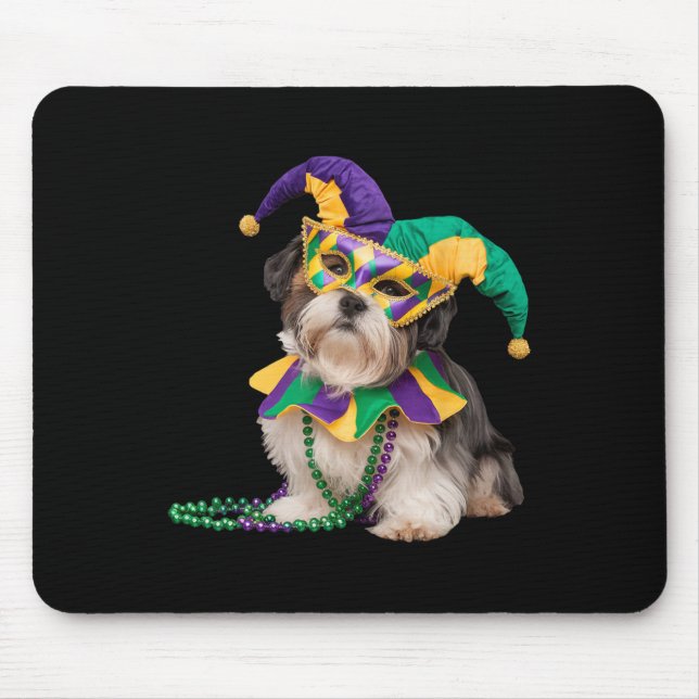 Mousepad Shih Tzu Dog Lover Cute Mardi Gras Carnaval Jester (Frente)