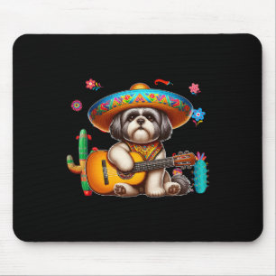 Mousepad Shih Tzu Sombrero Mexicano Violão Cinco De Mayo