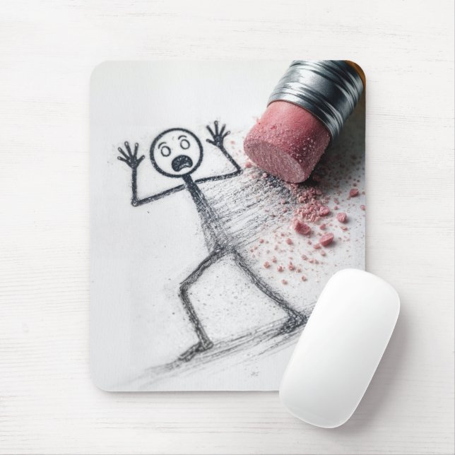 Mousepad Shocked Stick Figure Man with Eraser (Com mouse)