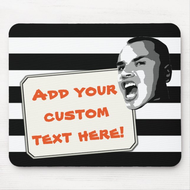 Mousepad Shout de Texto Personalizado em faixas Pretas (Frente)