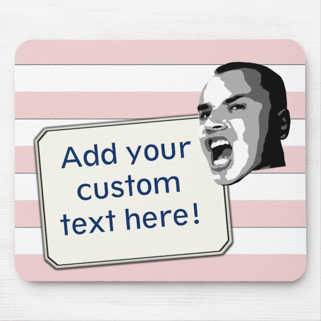 Mousepad Shout de Texto Personalizado em Listras Rosa de Pa (Frente)