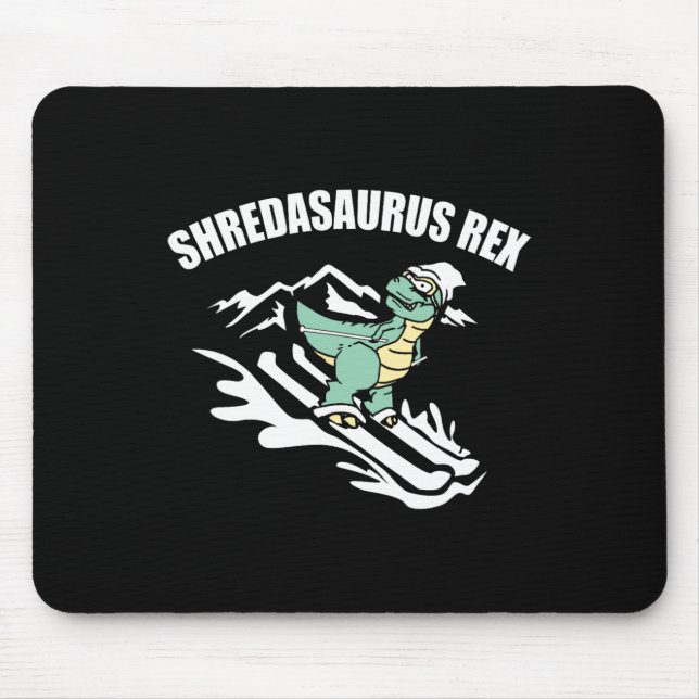 Mousepad Shredasaurus Rex Ski Dinossauro Crianças Esqui Div (Frente)