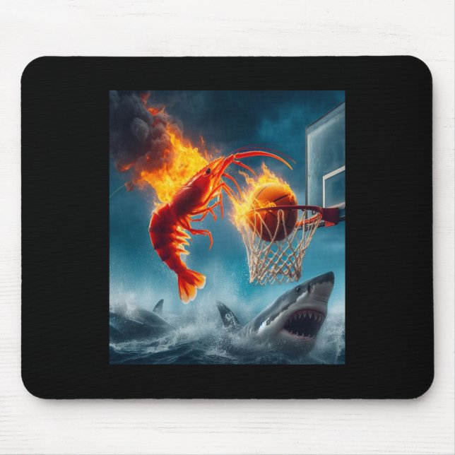 Mousepad Shrimp Dunking On Shark Funny Fishing Meme  (Frente)