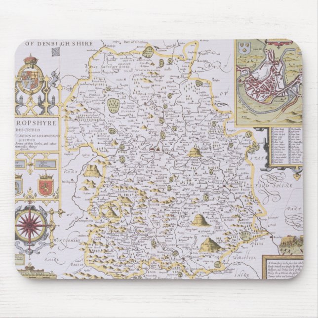 Mousepad Shropshyre, gravado por Jodocus Hondius (Frente)