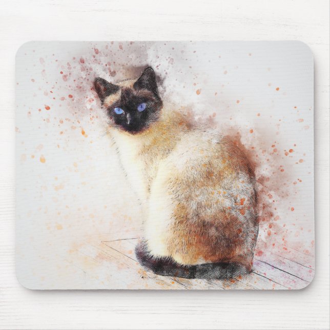 Mousepad siamês | ABSTRATO | Watercolor (Frente)