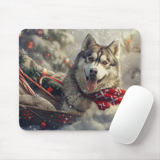 Mousepad Siberian Husky Dog Festivo (Com mouse)