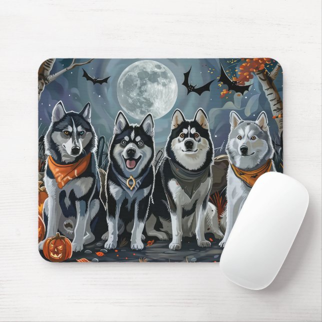 Mousepad Siberian Husky Halloween Assustador  (Com mouse)