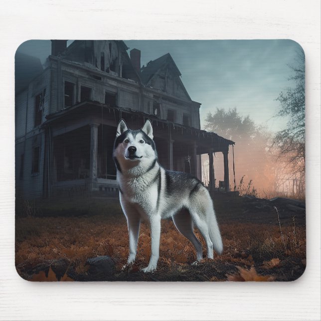 Mousepad Siberian Husky Halloween Assustador (Frente)